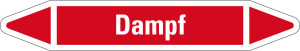 Rohrleitungsetikett: Dampf, rot-weiß, für Rohre mit Ø 25 - 40 mm, Standardfolie, 154 x 26 mm, 5 St./Bogen