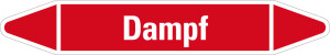 Rohrleitungsetikett: Dampf, rot-weiß, für Rohre mit Ø 60 - 90 mm, Standardfolie, 310 x 52 mm, 3 St./Bogen