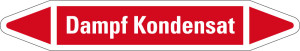 Rohrleitungsetikett: Dampf Kondensat, rot-weiß, für Rohre mit Ø 25 - 40 mm, Standardfolie, 154 x 26 mm, 5 St./Bogen