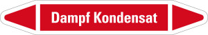 Rohrleitungsetikett: Dampf Kondensat, rot-weiß, für Rohre mit Ø 40 - 60 mm, Standardfolie, 218 x 37 mm, 5 St./Bogen