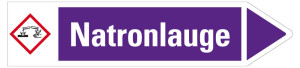 Rohrleitungsetikett: Natronlauge, Fließrichtung rechts, violett/weiß, für Rohre mit Ø ab 90 mm, Standardfolie, 440 x 100 mm, 2 St./Bogen