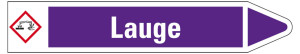 Rohrleitungsetikett: Lauge, Fließrichtung rechts, violett/weiß, für Rohre mit Ø 15 - 25 mm, Standardfolie, 96 x 17 mm, 8 St./Bogen
