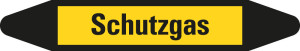 Rohrleitungsetikett: Schutzgas, gelb-schwarz, für Rohre mit Ø 40 - 60 mm, Standardfolie, 218 x 37 mm, 5 St./Bogen