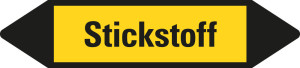 Rohrleitungsetikett: Stickstoff, gelb-schwarz, für Rohre mit Ø ab 90 mm, Standardfolie, 440 x 100 mm, 2 St./Bogen