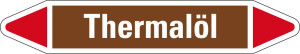 Rohrleitungsetikett: Thermalöl, braun-weiß-rot, für Rohre mit Ø 15 - 25 mm, Standardfolie, 96 x 17 mm, 8 St./Bogen