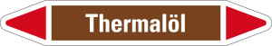 Rohrleitungsetikett: Thermalöl, braun-weiß-rot, für Rohre mit Ø 25 - 40 mm, Standardfolie, 154 x 26 mm, 5 St./Bogen