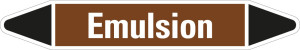 Rohrleitungsetikett: Emulsio, braun-weiß-schwarz, für Rohre mit Ø 60 - 90 mm, Standardfolie, 310 x 52 mm, 3 St./Bogen
