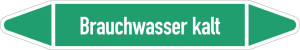 Rohrleitungsetikett: Brauchwasser kalt, gemäß DIN 2403, grün-weiß, für Rohre mit Ø 60 - 90 mm, Standardfolie, 310 x 52 mm, 3 St./Bogen