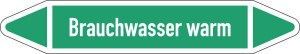 Rohrleitungsetikett: Brauchwasser warm, gemäß DIN 2403, grün-weiß, für Rohre mit Ø 15 - 25 mm, Standardfolie, 96 x 17 mm, 8 St./Bogen