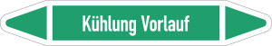 Rohrleitungsetikett: Kühlung Vorlauf, gemäß DIN 2403, grün-weiß, für Rohre mit Ø 40 - 60 mm, Standardfolie, 218 x 37 mm, 5 St./Bogen