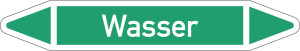 Rohrleitungsetikett: Wasser, gemäß DIN 2403, grün-weiß, für Rohre mit Ø 25 - 40 mm, Standardfolie, 154 x 26 mm, 5 St./Bogen