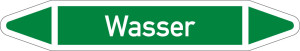Rohrleitungsetikett: Wasser, gemäß DIN 2403, grün-weiß, für Rohre mit Ø 40 - 60 mm, Standardfolie, 218 x 37 mm, 5 St./Bogen