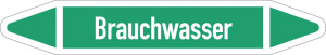 Rohrleitungsetikett: Brauchwasser, gemäß DIN 2403, grün-weiß, für Rohre mit Ø 40 - 60 mm, Standardfolie, 218 x 37 mm, 5 St./Bogen