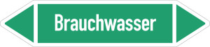 Rohrleitungsetikett: Brauchwasser, gemäß DIN 2403, grün-weiß, für Rohre mit Ø ab 90 mm, Standardfolie, 440 x 100 mm, 2 St./Bogen