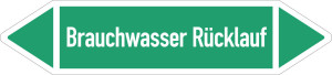 Rohrleitungsetikett: Brauchwasser Rücklauf, gemäß DIN 2403, grün-weiß, für Rohre mit Ø ab 90 mm, Standardfolie, 440 x 100 mm, 2 St./Bogen