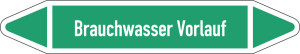 Rohrleitungsetikett: Brauchwasser Vorlauf, gemäß DIN 2403, grün-weiß, für Rohre mit Ø 15 - 25 mm, Standardfolie, 96 x 17 mm, 8 St./Bogen