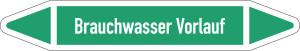 Rohrleitungsetikett: Brauchwasser Vorlauf, gemäß DIN 2403, grün-weiß, für Rohre mit Ø 25 - 40 mm, Standardfolie, 154 x 26 mm, 5 St./Bogen