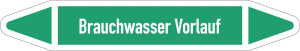 Rohrleitungsetikett: Brauchwasser Vorlauf, gemäß DIN 2403, grün-weiß, für Rohre mit Ø 40 - 60 mm, Standardfolie, 218 x 37 mm, 5 St./Bogen