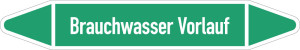 Rohrleitungsetikett: Brauchwasser Vorlauf, gemäß DIN 2403, grün-weiß, für Rohre mit Ø 60 - 90 mm, Standardfolie, 310 x 52 mm, 3 St./Bogen