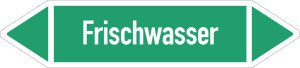 Rohrleitungsetikett: Frischwasser, gemäß DIN 2403, grün-weiß, für Rohre mit Ø ab 90 mm, Standardfolie, 440 x 100 mm, 2 St./Bogen