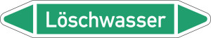 Rohrleitungsetikett: Löschwasser, gemäß DIN 2403, grün-weiß, für Rohre mit Ø 15 - 25 mm, Standardfolie, 96 x 17 mm, 8 St./Bogen