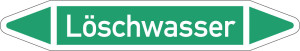 Rohrleitungsetikett: Löschwasser, gemäß DIN 2403, grün-weiß, für Rohre mit Ø 25 - 40 mm, Standardfolie, 154 x 26 mm, 5 St./Bogen
