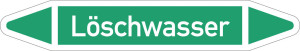 Rohrleitungsetikett: Löschwasser, gemäß DIN 2403, grün-weiß, für Rohre mit Ø 40 - 60 mm, Standardfolie, 218 x 37 mm, 5 St./Bogen