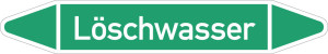 Rohrleitungsetikett: Löschwasser, gemäß DIN 2403, grün-weiß, für Rohre mit Ø 60 - 90 mm, Standardfolie, 310 x 52 mm, 3 St./Bogen