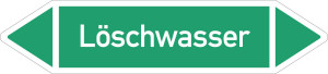 Rohrleitungsetikett: Löschwasser, gemäß DIN 2403, grün-weiß, für Rohre mit Ø ab 90 mm, Standardfolie, 440 x 100 mm, 2 St./Bogen