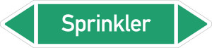 Rohrleitungsetikett: Sprinkler, gemäß DIN 2403, grün-weiß, für Rohre mit Ø ab 90 mm, Standardfolie, 440 x 100 mm, 2 St./Bogen