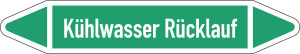 Rohrleitungsetikett: Kühlwasser Rücklauf, gemäß DIN 2403, grün-weiß, für Rohre mit Ø 15 - 25 mm, Standardfolie, 96 x 17 mm, 8 St./Bogen