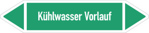 Rohrleitungsetikett: Kühlwasser Vorlauf, gemäß DIN 2403, grün-weiß, für Rohre mit Ø ab 90 mm, Standardfolie, 440 x 100 mm, 2 St./Bogen