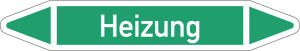 Rohrleitungsetikett: Heizung, gemäß DIN 2403, grün-weiß, für Rohre mit Ø 25 - 40 mm, Standardfolie, 154 x 26 mm, 5 St./Bogen