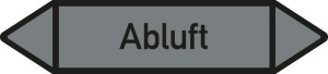 Rohrleitungsetikett: Abluft, gemäß DIN 2403, grau-schwarz, für Rohre mit Ø ab 90 mm, Standardfolie, 440 x 100 mm, 2 St./Bogen