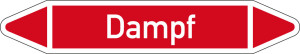Rohrleitungsetikett: Dampf, gemäß DIN 2403, rot-weiß, für Rohre mit Ø 15 - 25 mm, Standardfolie, 96 x 17 mm, 8 St./Bogen
