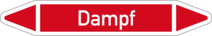 Rohrleitungsetikett: Dampf, gemäß DIN 2403, rot-weiß, für Rohre mit Ø 25 - 40 mm, Standardfolie, 154 x 26 mm, 5 St./Bogen