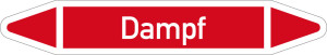 Rohrleitungsetikett: Dampf, gemäß DIN 2403, rot-weiß, für Rohre mit Ø 40 - 60 mm, Standardfolie, 218 x 37 mm, 5 St./Bogen