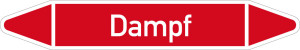 Rohrleitungsetikett: Dampf, gemäß DIN 2403, rot-weiß, für Rohre mit Ø 60 - 90 mm, Standardfolie, 310 x 52 mm, 3 St./Bogen