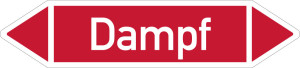 Rohrleitungsetikett: Dampf, gemäß DIN 2403, rot-weiß, für Rohre mit Ø ab 90 mm, Standardfolie, 440 x 100 mm, 2 St./Bogen