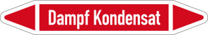 Rohrleitungsetikett: Kondensat, gemäß DIN 2403, rot-weiß, für Rohre mit Ø 25 - 40 mm, Standardfolie, 154 x 26 mm, 5 St./Bogen