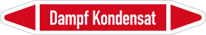 Rohrleitungsetikett: Kondensat, gemäß DIN 2403, rot-weiß, für Rohre mit Ø 40 - 60 mm, Standardfolie, 218 x 37 mm, 5 St./Bogen