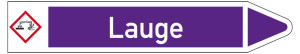 Rohrleitungsetikett: Lauge, Fließrichtung rechts, DIN 2403, violett/weiß, für Rohre mit Ø 15 - 25 mm, Standardfolie, 96 x 17 mm, 8 St./Bogen