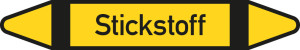 Rohrleitungsetikett: Stickstoff, gemäß DIN 2403, gelb-schwarz-schwarz, für Rohre mit Ø 60 - 90 mm, Standardfolie, 310 x 52 mm, 3 St./Bogen