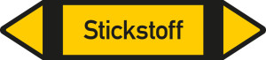 Rohrleitungsetikett: Stickstoff, gemäß DIN 2403, gelb-schwarz-schwarz, für Rohre mit Ø ab 90 mm, Standardfolie, 440 x 100 mm, 2 St./Bogen
