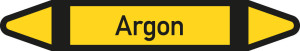 Rohrleitungsetikett: Argon, gemäß DIN 2403, gelb-schwarz-schwarz, für Rohre mit Ø 40 - 60 mm, Standardfolie, 218 x 37 mm, 5 St./Bogen