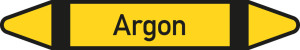 Rohrleitungsetikett: Argon, gemäß DIN 2403, gelb-schwarz-schwarz, für Rohre mit Ø 60 - 90 mm, Standardfolie, 310 x 52 mm, 3 St./Bogen
