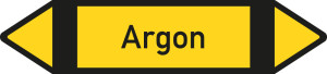 Rohrleitungsetikett: Argon, gemäß DIN 2403, gelb-schwarz-schwarz, für Rohre mit Ø ab 90 mm, Standardfolie, 440 x 100 mm, 2 St./Bogen