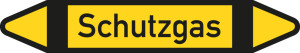 Rohrleitungsetikett: Schutzgas, gemäß DIN 2403, gelb-schwarz-schwarz, für Rohre mit Ø 15 - 25 mm, Standardfolie, 96 x 17 mm, 8 St./Bogen