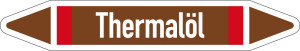 Rohrleitungsetikett: Thermalöl, gemäß DIN 2403, braun-weiß-rot, für Rohre mit Ø 25 - 40 mm, Standardfolie, 154 x 26 mm, 5 St./Bogen