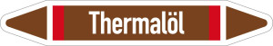 Rohrleitungsetikett: Thermalöl, gemäß DIN 2403, braun-weiß-rot, für Rohre mit Ø 40 - 60 mm, Standardfolie, 218 x 37 mm, 5 St./Bogen